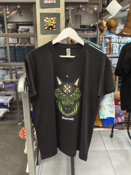 Koszulka Bieszczady unisex czarna z nadrukiem Zielony Wilk