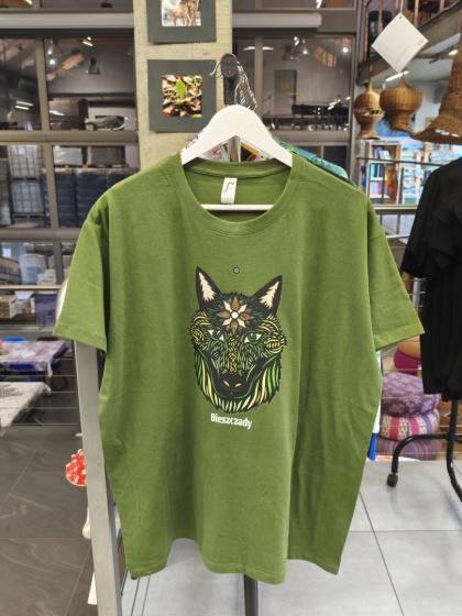 Koszulka Bieszczady unisex zielona z nadrukiem Zielony Wilk