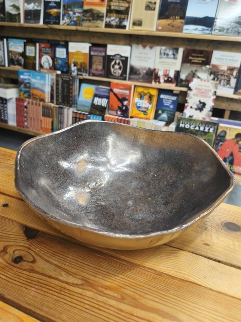 Miska ceramiczna głęboka szara metaliczna