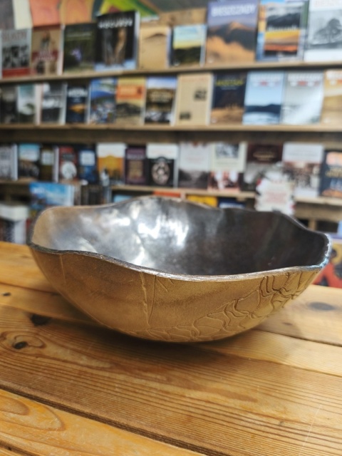 Miska ceramiczna głęboka szara metaliczna