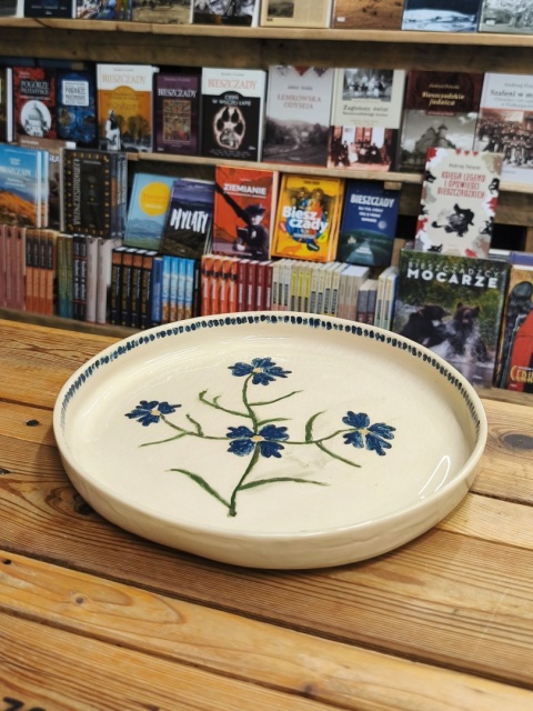 Talerz taca ceramiczna z malowanymi chabrami