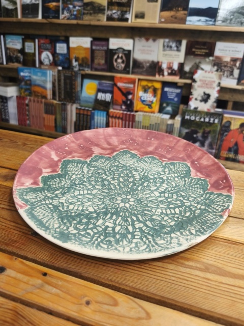 Talerz patera ceramiczna różowa z mandalą
