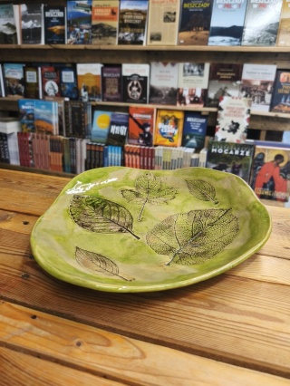 Patera ceramiczna zielona w liście