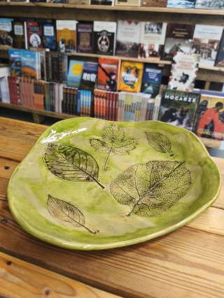 Patera ceramiczna zielona w liście