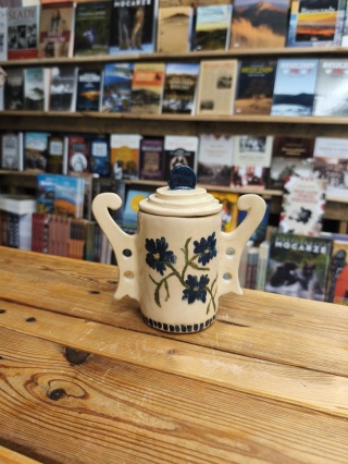 Cukiernica ceramiczna z malowanymi chabrami
