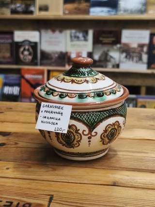 Garnuszek z pokrywką - oryginalna huculska ceramika pokucka