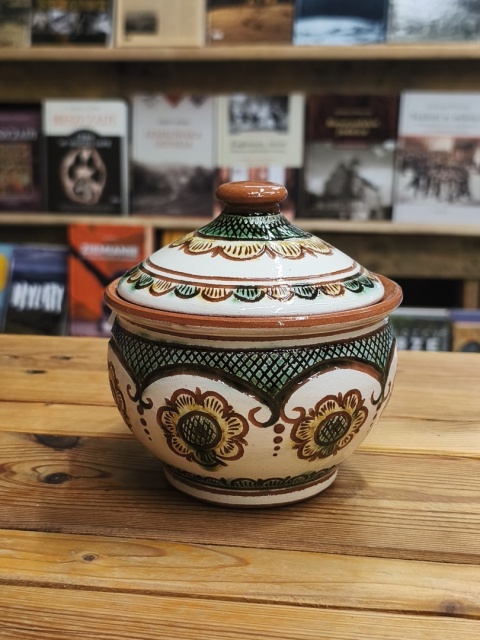 Garnuszek z pokrywką - oryginalna huculska ceramika pokucka